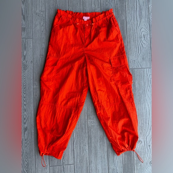 Future Collective Pants - Future Collective Alani Noelle Orange Adjustable Parachute Pants Size XS